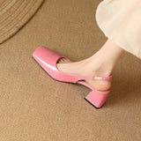 NASBAVI Slingback Sandals Summer Shoes Elegant Pink Black Nude Medium Heels Pumps Close Toe Office Party Shoe Female Large Size