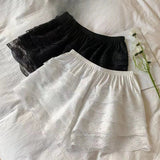 Floral Lace Safety Pants Black White Ruffle Knickers Women Summer Safe Elastic Petticoat Underpants Girls Princess Loose Shorts