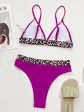 Sexy Bikini Women Push Up Leopard Patchwork High Waist Triangle Swimwear Swimsuit Bikini Set Bathing Suit Bikini Female Biquinis