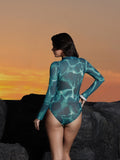 2026 Mesh Swimsuit with Long Pants & Swimdress Long Sleeve Mesh Beachwear Sexy High Waist Bathing Suit Smart Beach Clothing