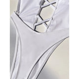 S - XL Deep V Neck Mini Thong Cross Back Women Swimwear One Piece Swimsuit Female High Leg Cut Bather Bathing Suit Swim V5462