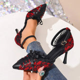 Spring Women's Sandals Pointed Toe Thin Heels 8cm Ankle Buckle Strap French Lace Up Ladies Pumps Dress Shoes Sandals New 2026