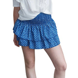 Women Vintage Mini Skirt Elegant High Waist Pleated Printed Ruffled Layered Skirt Summer A-line Skirt Streetwear