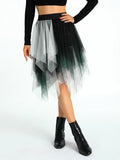 Women's Irregular Tulle Long Skirts Elastic High Waist Layered Mesh Tutu A-line Skirts Bohemian Korean Fashion Y2K Skirts