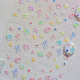 5D Deep Sea Fish Nail Art Stickers Shimmery Bubble Colorful Marine Life Nail Decals Summer Ocean Self Adhesive Manicure Decal