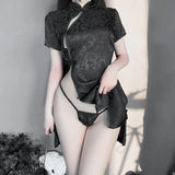 China Cheongsam Anime Sexy Lingerie Women Qipao Dress Costumes Cosplay Role Play Charming Side Open Design Porno Outfits