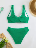 High Waist Bikini 2026 Women Sporty Swimsuit Solid Sexy Striped Swimwear Female Bathers Bathing Swimming Swim Suit Beachwear