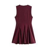 Foridol Bowknot Pleated Short Dress for Women O Neck Sleeveless Tank Mini Party Dresses Summer Spring 2025 New in Casual Vestido