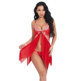 Toucheart Sexy Lingerie Set Women's Lace Nightgown Mesh See-through Suspender Dress Lace Patchwork Sexy Ultra Thin Pajama Set