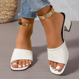 Fashion Women Pumps Slippers Ladies Square Toe Female Slides Summer High Heels Sandals Solid Ladies Shoes 2026