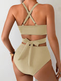 Sexy Black Mesh Patchwork Bikini Set 2026 Women Hanging Neck Bandage Cross High Waist Swimsuit Beach Bathing Suit Swimwear