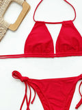 2025 Sexy Tie Side Strappy Halter Bikini Female Swimsuit Women Swimwear Two-pieces Bikini set Hollow out Bathing Suit Swim Lady