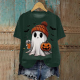 Cute Printed Halloween Shirt For Women Funny Crew Neck Short Sleeve Clothes Top Tee Shirts Halloween Cosplay Tops Humor T-Shirt