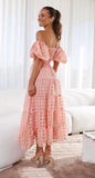 Foridol Off Shoulder Summer Spring Midi Dresses Women Casual Puff Sleeve A-line Beach Vestidos Yellow Beach Party New in Dress