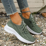 Spring Summer Breathable Mesh Sport Shoes Women Slip On Hollow Out Knitted Flats Shoes Woman Plus Size 43 Thick Sole Sneakers