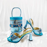 doershow new come Matching Women Shoe and Bag Set Decorated colorful Nigerian Shoes and Bag Set Italy Shoes and Bag set  HF1-1