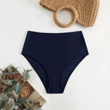 2026 Summer New Women Bikini Swimming Trunks,Solid Color Black Sexy High Waist High Elasticity Bottoms,Beach Swimwear Briefs