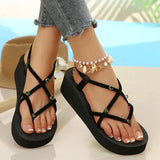 Lightweight Crystal Wedges Rome Sandals Women Plus Size 42 Thick Sole Eva Summer Sandles Woman Non Slip Platform Beach Sandles