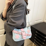 Fashion Women's Handbags Denim Stars Pattern Cool Girls Underarm Bag Female Small Shoulder Hobo Bags Chain Tote Bag