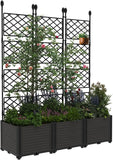 TWISTER.CK Plastic Planter Box With Trellis Rack Raised Garden Bed