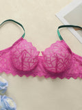 Women's sexy lingerie set with lace embroidery flower gathering push up straps adjustable transparent bra set MR2687