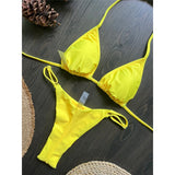 Brazil Letter Printed Halter Bikini Women Swimwear Female Swimsuit Two-Pieces Bikini Set Padded Bather Bathing Suit Swim V8352