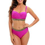 2026 Sexy Bikini Women Push Up Swimwear Swimsuit Gold Wavy Edge Patchwork High Waist Bikinis Set Bathing Suit Biquinis Feminino