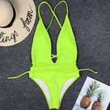 New 2025 Sexy Deep V Neck Wrap Around Female Swimwear One Piece Swimsuit Women Backless Monokini High Cut Bathing Suit Swim Lady