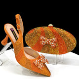 Doershow  African fashion Italian Shoes And Bag Sets For Evening Party With Stones coffee Italian Handbags Match Bags! Ho1-1