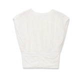 Fashionable Casual Solid Color Pleated Knit Top White Pleated Short Sleeve Blouse Waist Elegant Summer Top For Women Wear R6ZV