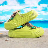 2025 Summer Women Slippers Cute DIY Flower Platform Sandals Casual Indoor Outdoor Clogs Beach Slides Female Home Garden Shoes