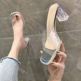 Summer Women Pumps Sandals PVC Jelly Slippers Open Toe High Heels Women Transparent Perspex Slippers Shoes Heel Clear Sandals