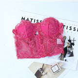 Phantasy Sexy Lace See through Crop Top Women Fashion Floral Embroidery Black Tank Top Night club Dress up 2026 Summer Outfit