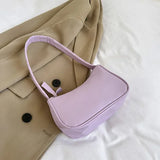 Retro Soft PU Leather Women Shoulder Underarm Bags Casual Solid Color Small Top-Handle Handbags Ladies Fashion Shoulder Bags