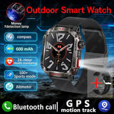 New Military GPS Smart Watch Men Flashlight Compass Waterproof 600mAh Battery Outdoor Sport Tracker Bluetooth Call Smartwatch