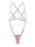Sexy Extreme String Monokini Micro Bikini Swimsuit Women Shiny Y2K Swimwears Beach Trikini Backless Bathing Suit Vacation Outfit