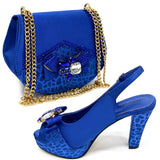 Doershow new come Matching Women Shoe and Bag Set Decorated black Nigerian Shoes and Bag Set Italy Shoes and Bag set HDF1-17