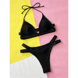 New Sexy Wrinkled Crinkled Strappy Bikini Women Swimwear Female Swimsuit Two-pieces Bikini set Bather Bathing Suit Swim V5224