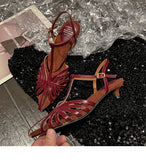 NASBAVI Designer Sandals Women Shoes Narrow Band Sexy Sandals Kitten Heels Pointed Toe Ladies Concise Footwear Summer Red Shoes