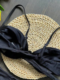 Sexy 3D Flower Bikini Set 2026 Women Black White V Wire Underwired Micro Mini Swimsuit Beach Bathing Suit Pleate Thong Swimwear