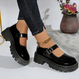 Patent Leather Thick Sole Mary Jane Shoes Women 2025 Ankle Buckle Platform Pumps Woman Round Toe High Heel Lolita Shoes Female