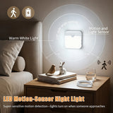 Motion Sensor Light USB Type-C Charging Night Lamp Dimmable White/Warm Light for Bedroom Kitchen Stair Hallway Cupboard Lighting