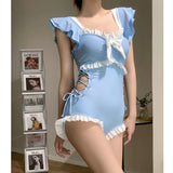 Female One-piece Swimsuit, Cute Girl, Conservative Coverage, Slimming Effect, Instagram Style New Vacation Hot Spring Swimsuit
