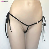 DEKA Women's Panties Swimming Open Crotchless Pearl Mini Micro Bikini Thongs G-Strings Swimsuit Briefs Exotic Lingerie Underwar
