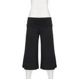 American knitted mid-waisted trousers, simple low-waisted straight loose casual trousers