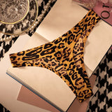Ice Silk Leopard Women Panties Sexy G String Thong Seamless Underwear T Back Candy Color Girls Briefs Underpants Plus Size M-XXL