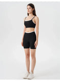 Women's 2-piece Yoga Set Fake Two-Piece Color-Block White Stripe Camisole Running Sports Bra Shorts Yoga Outfit Set