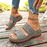 Vinatge Hollow Out Platform Sandals Women Lightweight Plus Size Wedges Sandles Woman Comfortable Thick Sole Casual Sandalias 43