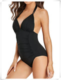 Ruched Wrinkled One Piece Swimsuit Women Swimwear Female Monokini Backless Swimsuits 2025 Bathing Suit Swim Beach Wear Bodysuit