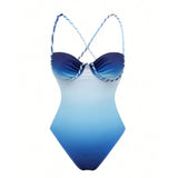 S - XL New With Skirt Underwired Cross Back Women Swimwear One Piece Swimsuit Female High Leg Cut Bather Bathing Suit Swim V7859